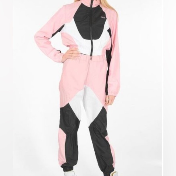 Designer Pink and White/Black combo track suit. Windbreaker.Made in Milan Italy. - Picture 2 of 4